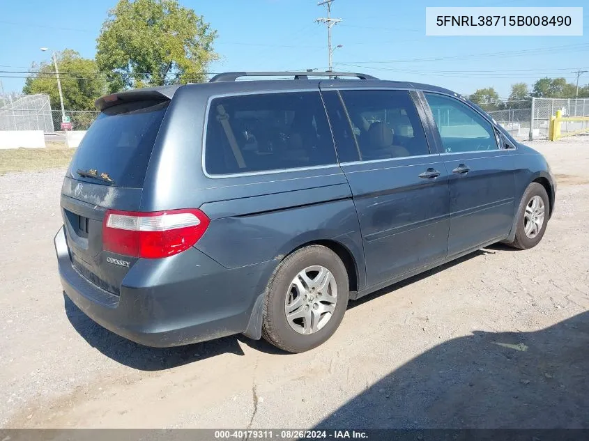 2005 Honda Odyssey Ex-L VIN: 5FNRL38715B008490 Lot: 40179311