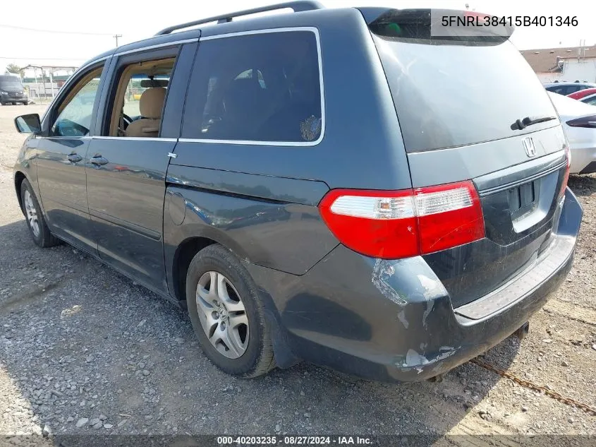 2005 Honda Odyssey Ex VIN: 5FNRL38415B401346 Lot: 40203235