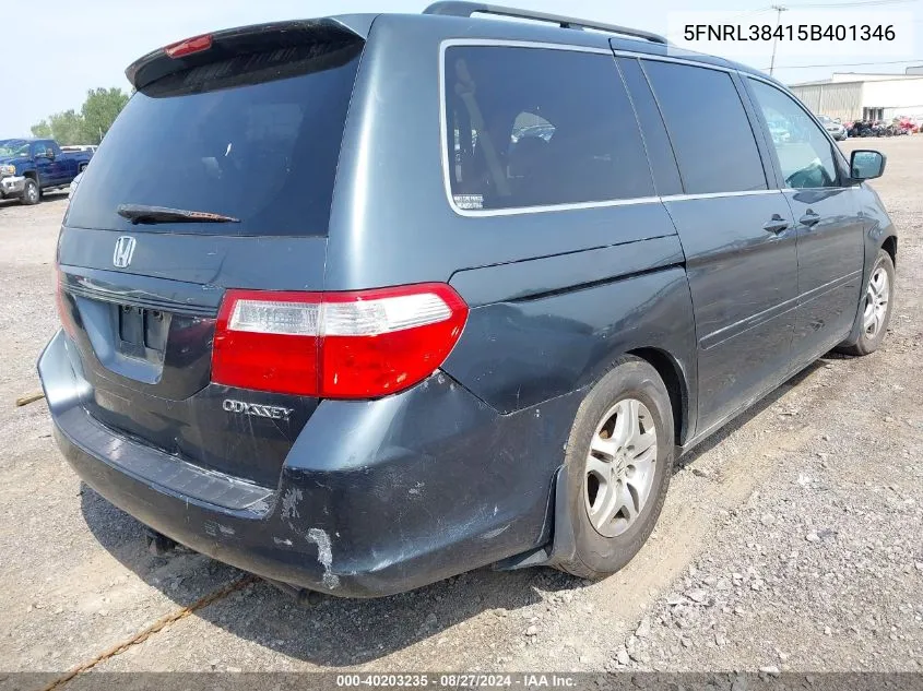 2005 Honda Odyssey Ex VIN: 5FNRL38415B401346 Lot: 40203235