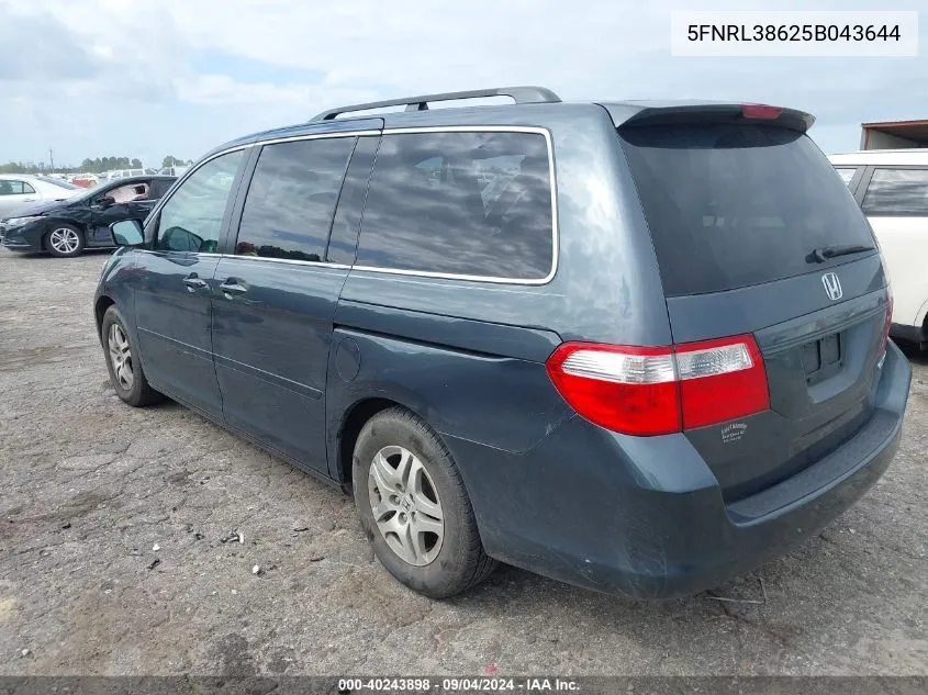 2005 Honda Odyssey Ex-L VIN: 5FNRL38625B043644 Lot: 40243898