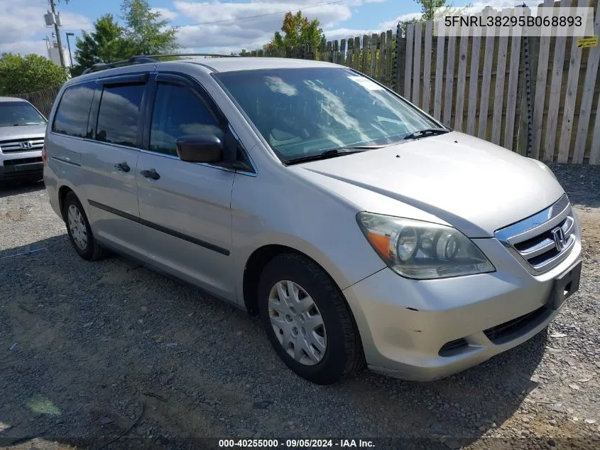 2005 Honda Odyssey Lx VIN: 5FNRL38295B068893 Lot: 40255000