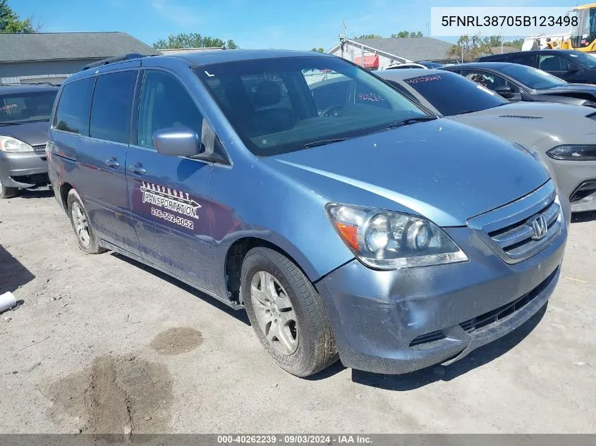 2005 Honda Odyssey Ex-L VIN: 5FNRL38705B123498 Lot: 40262239