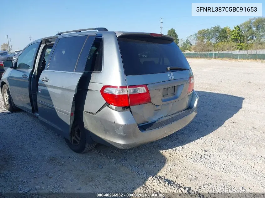 5FNRL38705B091653 2005 Honda Odyssey Ex-L