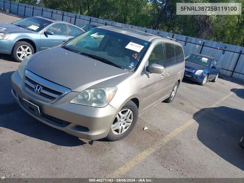 2005 Honda Odyssey Ex-L VIN: 5FNRL38725B119100 Lot: 40271143