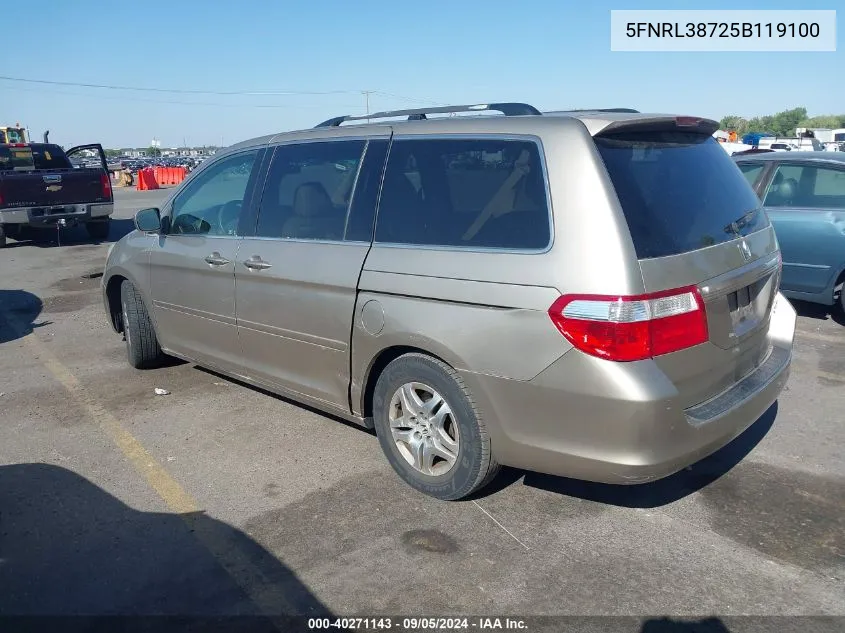 2005 Honda Odyssey Ex-L VIN: 5FNRL38725B119100 Lot: 40271143