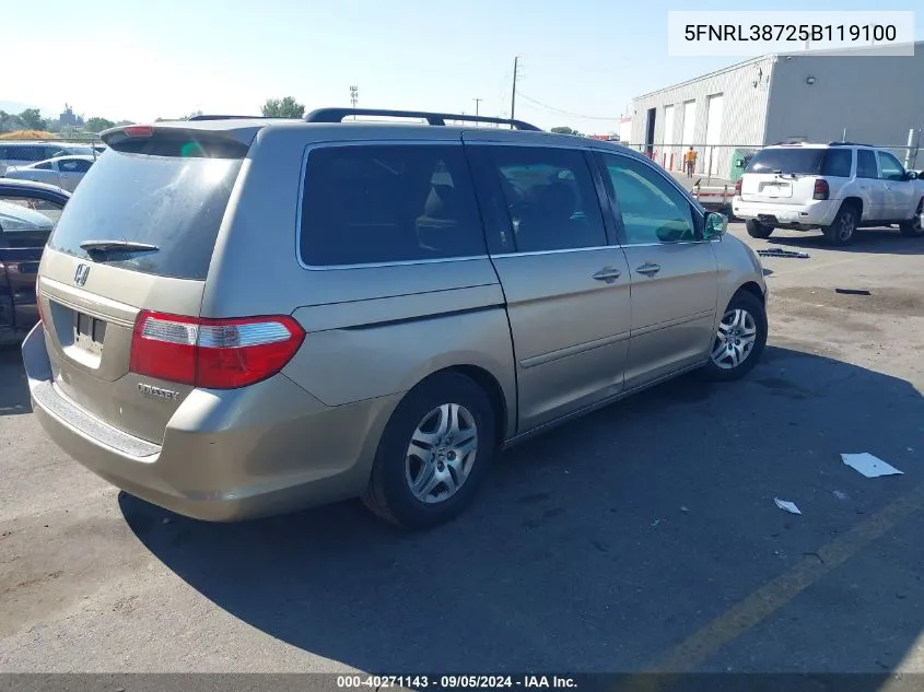 2005 Honda Odyssey Ex-L VIN: 5FNRL38725B119100 Lot: 40271143