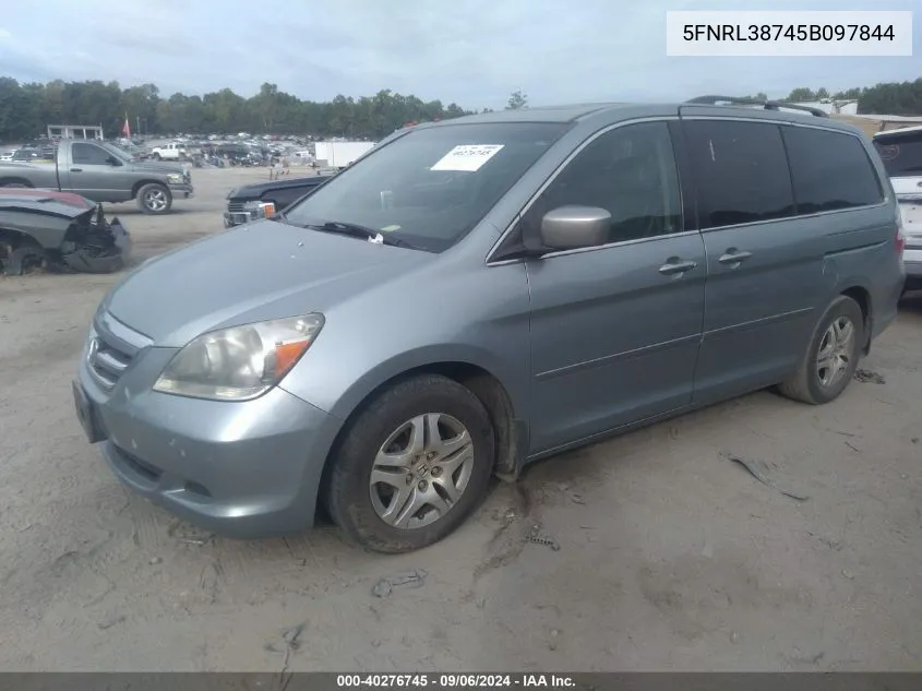 2005 Honda Odyssey Ex-L VIN: 5FNRL38745B097844 Lot: 40276745