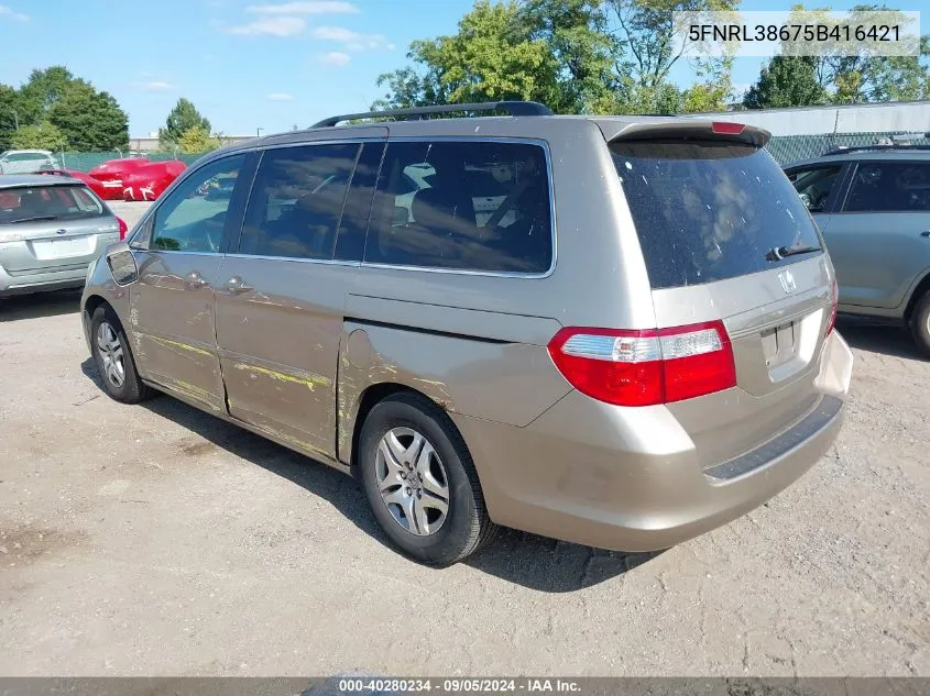 2005 Honda Odyssey Ex-L VIN: 5FNRL38675B416421 Lot: 40280234