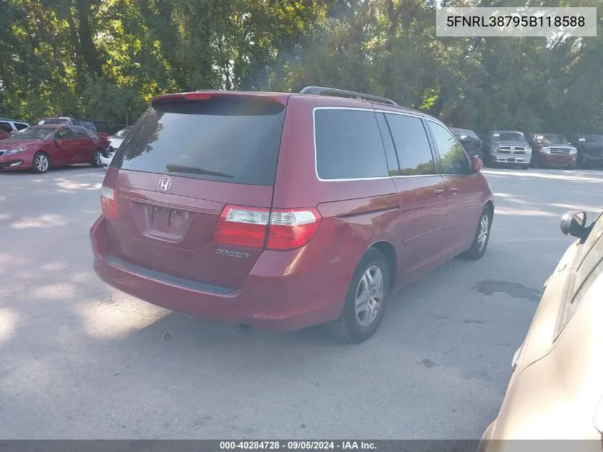 2005 Honda Odyssey Ex-L VIN: 5FNRL38795B118588 Lot: 40284728