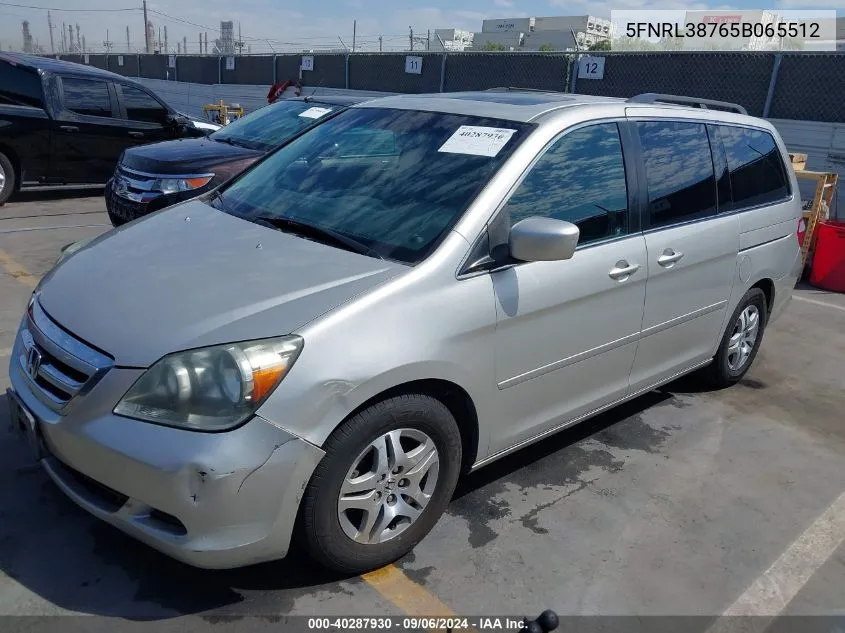 5FNRL38765B065512 2005 Honda Odyssey Ex-L