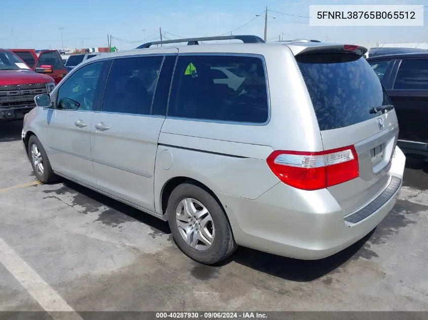 2005 Honda Odyssey Ex-L VIN: 5FNRL38765B065512 Lot: 40287930