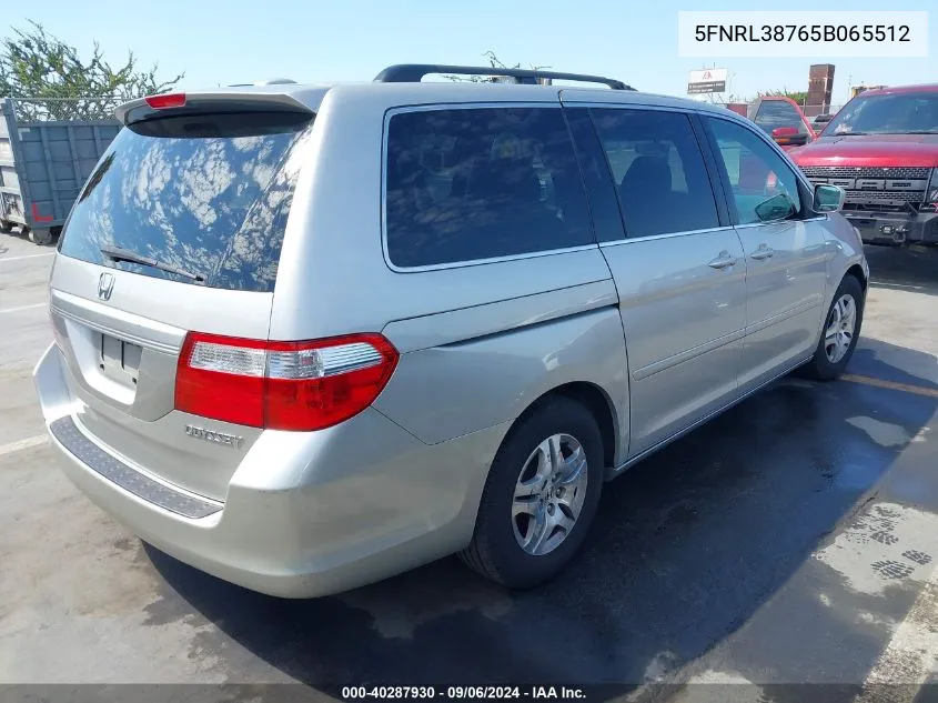 2005 Honda Odyssey Ex-L VIN: 5FNRL38765B065512 Lot: 40287930