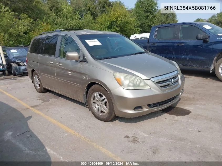 2005 Honda Odyssey Ex VIN: 5FNRL384X5B081766 Lot: 40306409