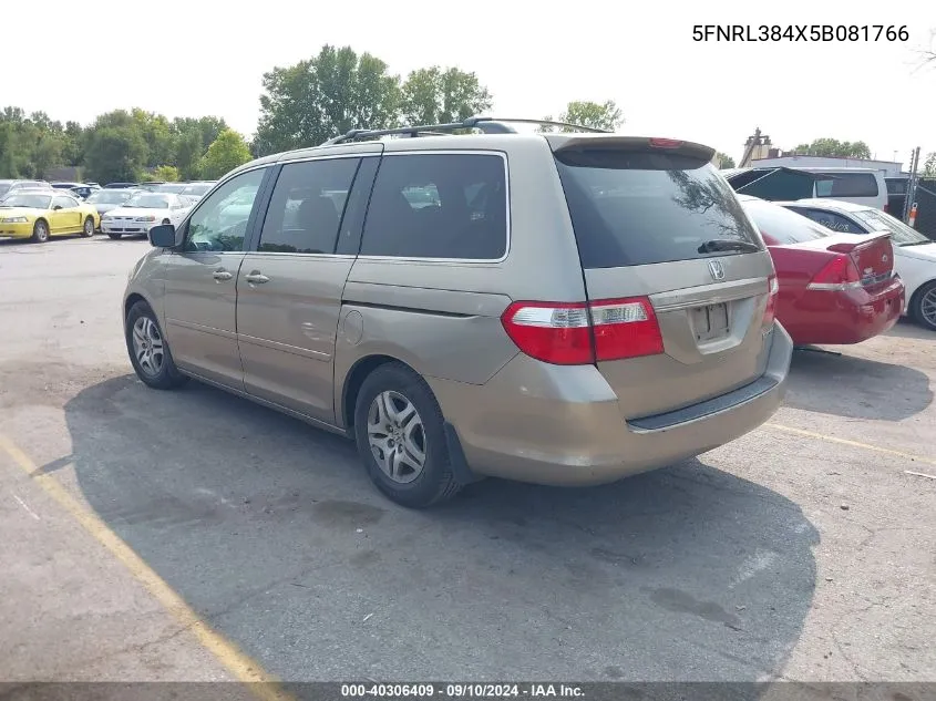 2005 Honda Odyssey Ex VIN: 5FNRL384X5B081766 Lot: 40306409