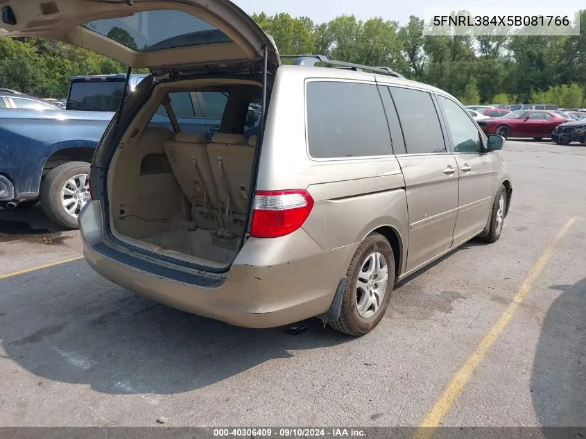 2005 Honda Odyssey Ex VIN: 5FNRL384X5B081766 Lot: 40306409