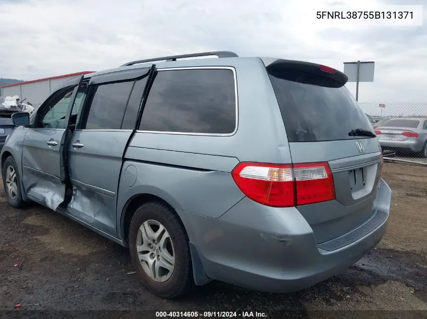 2005 Honda Odyssey Ex-L VIN: 5FNRL38755B131371 Lot: 40314605