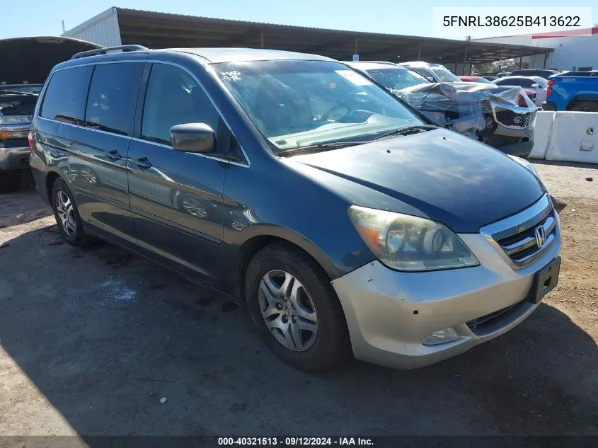 2005 Honda Odyssey Ex-L VIN: 5FNRL38625B413622 Lot: 40321513