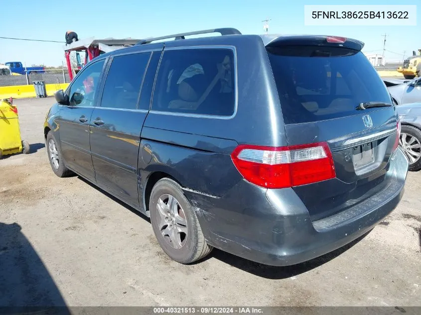 2005 Honda Odyssey Ex-L VIN: 5FNRL38625B413622 Lot: 40321513