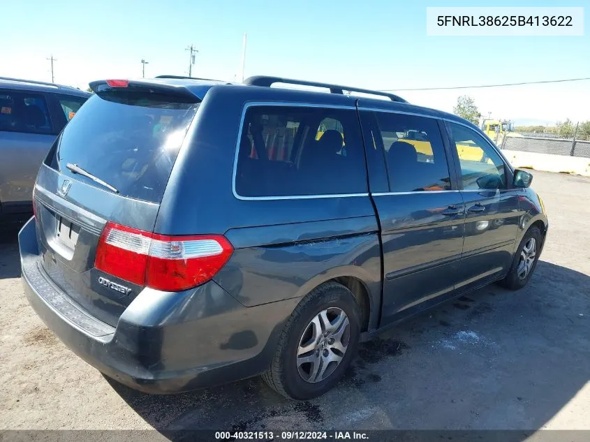 2005 Honda Odyssey Ex-L VIN: 5FNRL38625B413622 Lot: 40321513