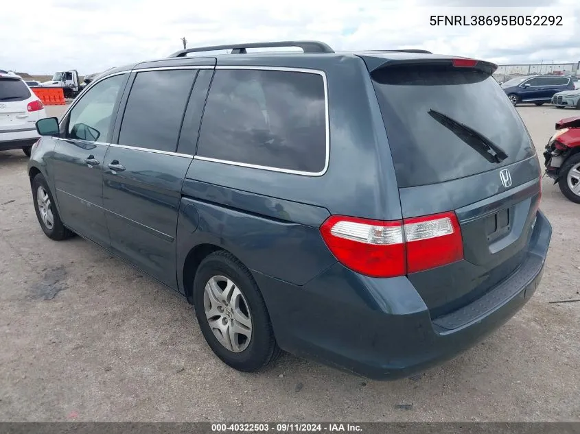 2005 Honda Odyssey Ex-L VIN: 5FNRL38695B052292 Lot: 40322503