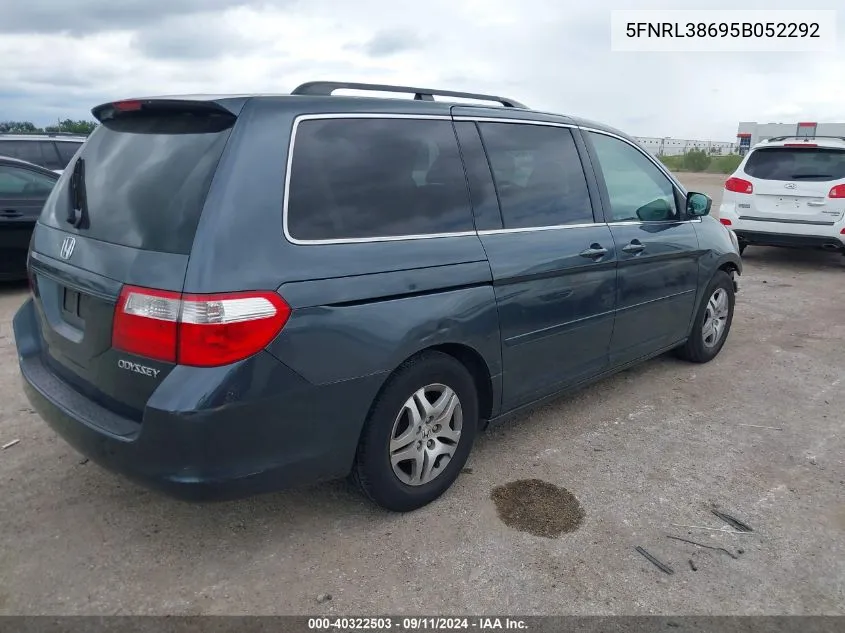 2005 Honda Odyssey Ex-L VIN: 5FNRL38695B052292 Lot: 40322503