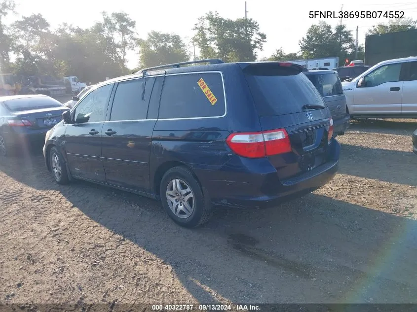 2005 Honda Odyssey Ex-L VIN: 5FNRL38695B074552 Lot: 40322787