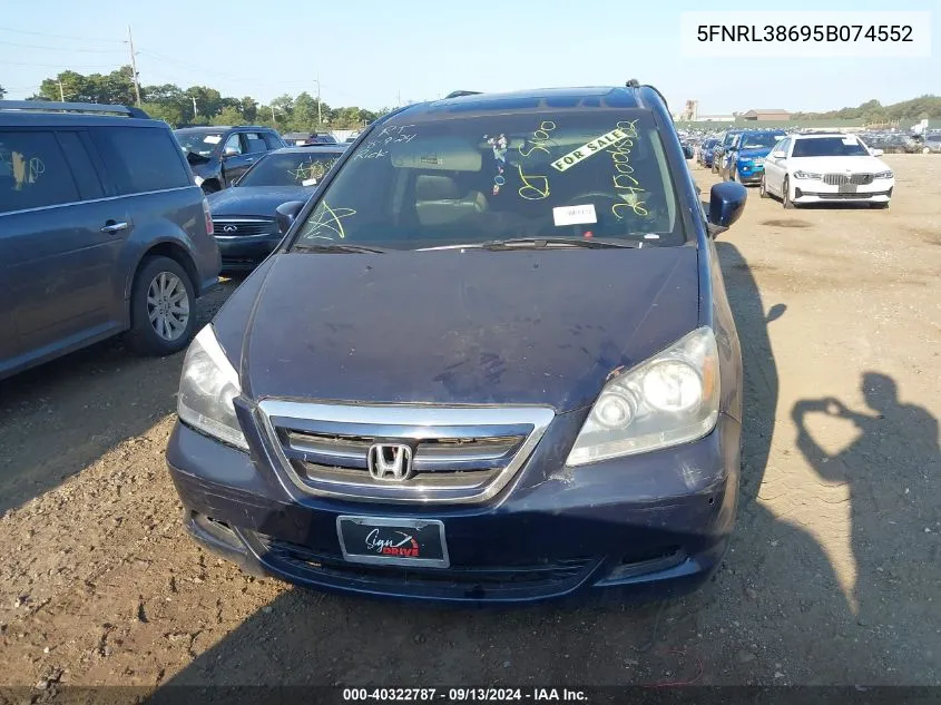 2005 Honda Odyssey Ex-L VIN: 5FNRL38695B074552 Lot: 40322787