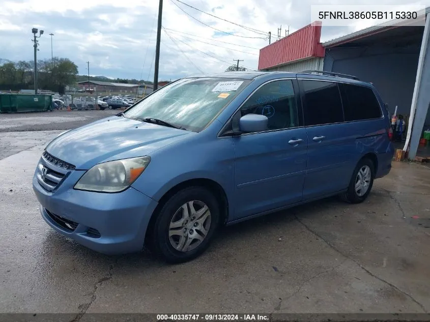 2005 Honda Odyssey Exl VIN: 5FNRL38605B115330 Lot: 40335747