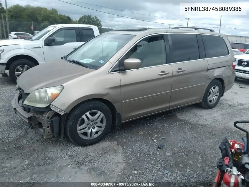 5FNRL38745B089386 2005 Honda Odyssey Ex-L