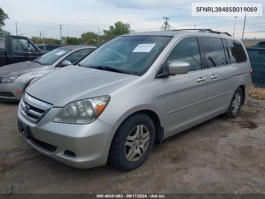 5FNRL38485B019069 2005 Honda Odyssey Ex