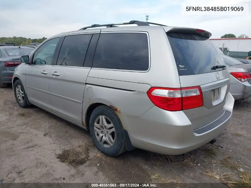 5FNRL38485B019069 2005 Honda Odyssey Ex