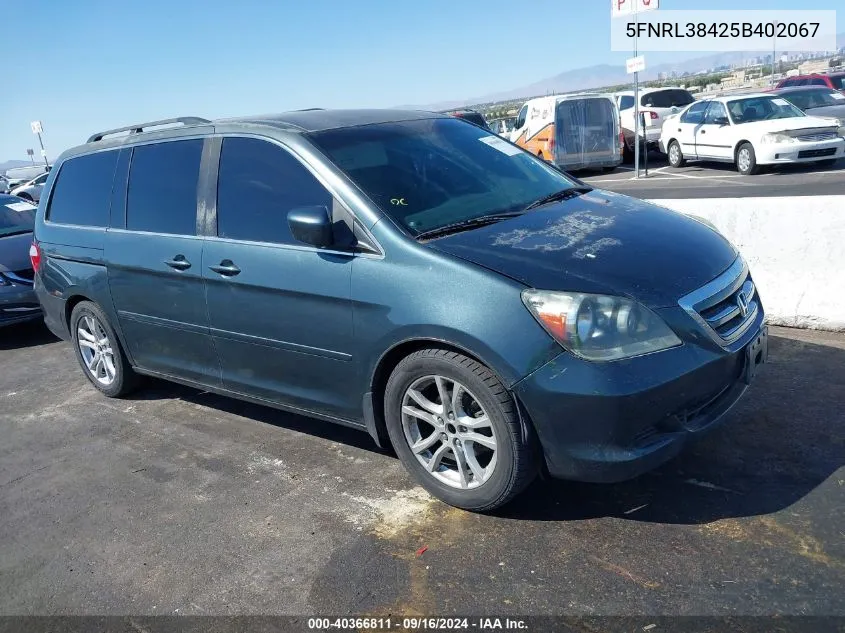 2005 Honda Odyssey Ex VIN: 5FNRL38425B402067 Lot: 40366811