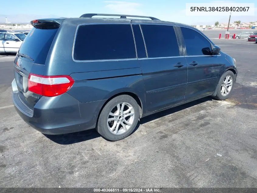 2005 Honda Odyssey Ex VIN: 5FNRL38425B402067 Lot: 40366811