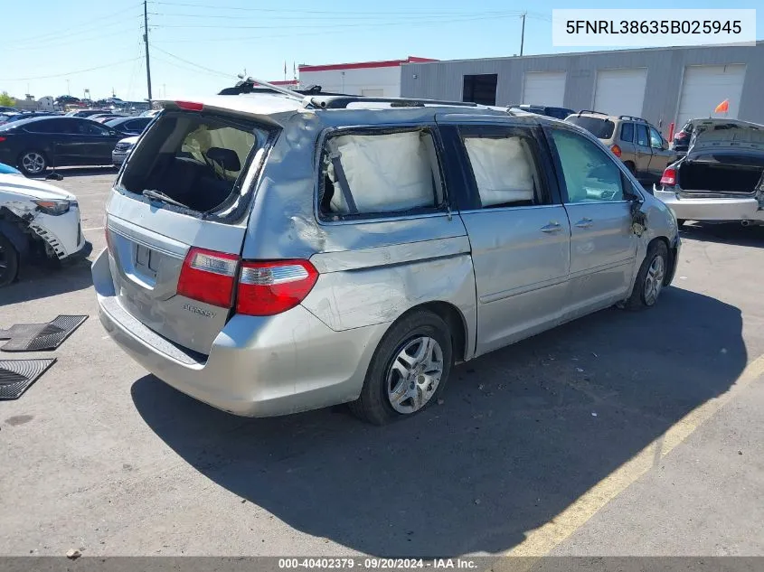 5FNRL38635B025945 2005 Honda Odyssey Ex-L