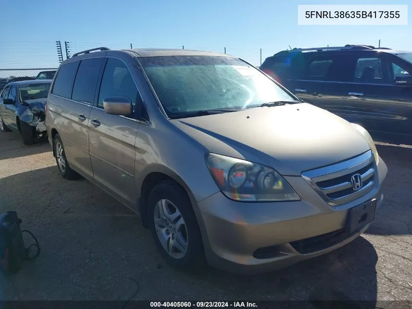 2005 Honda Odyssey Exl VIN: 5FNRL38635B417355 Lot: 40405060