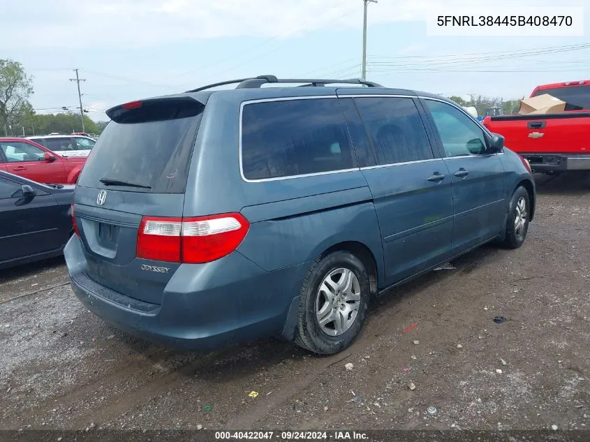 2005 Honda Odyssey Ex VIN: 5FNRL38445B408470 Lot: 40422047