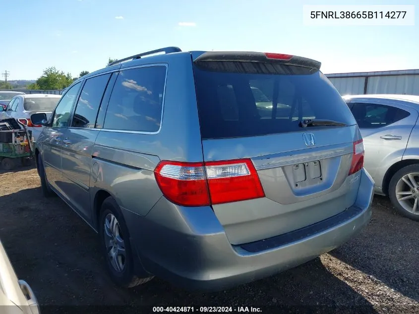 2005 Honda Odyssey Ex-L VIN: 5FNRL38665B114277 Lot: 40424871