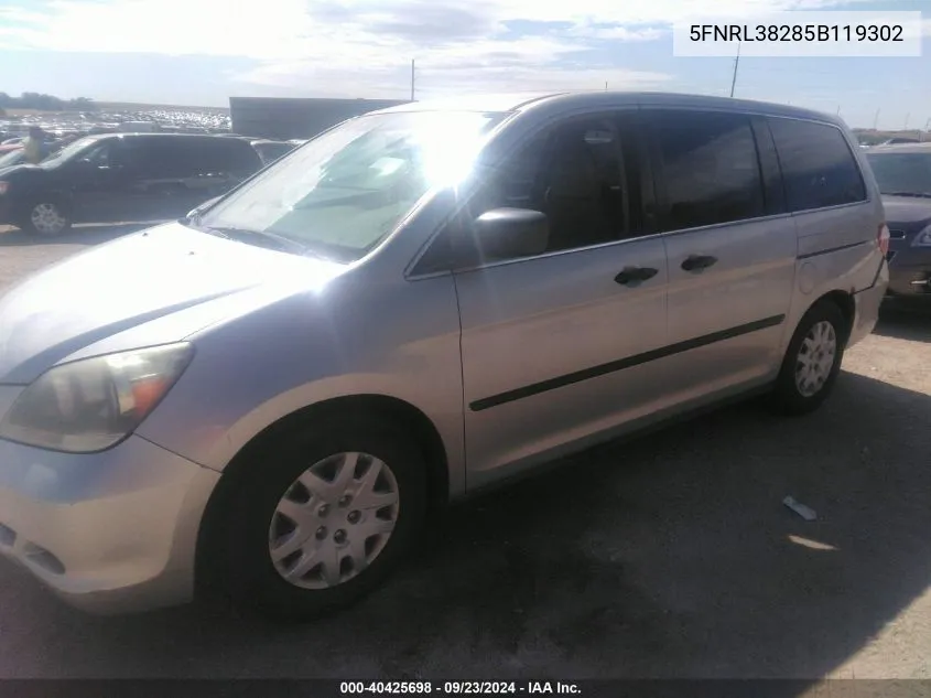 5FNRL38285B119302 2005 Honda Odyssey Lx