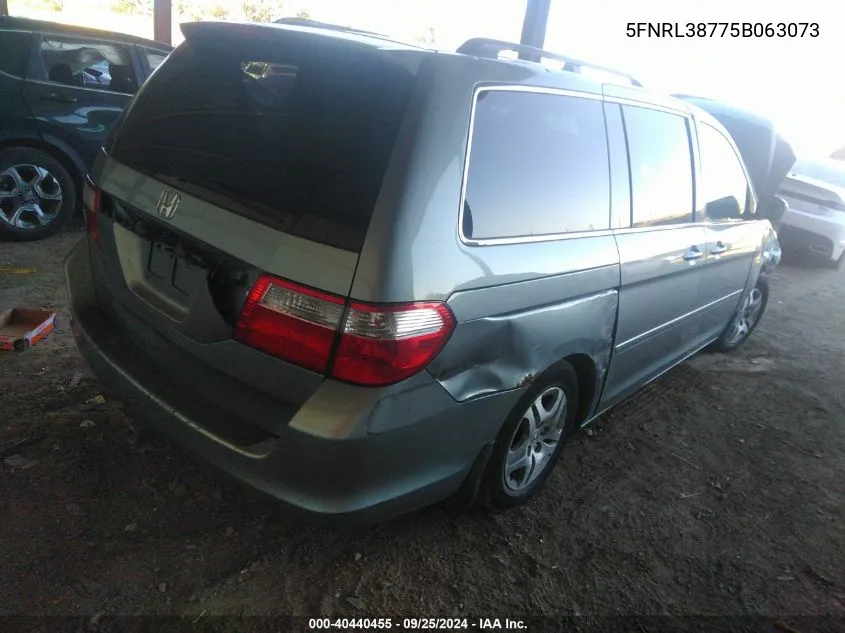 2005 Honda Odyssey Ex-L VIN: 5FNRL38775B063073 Lot: 40440455