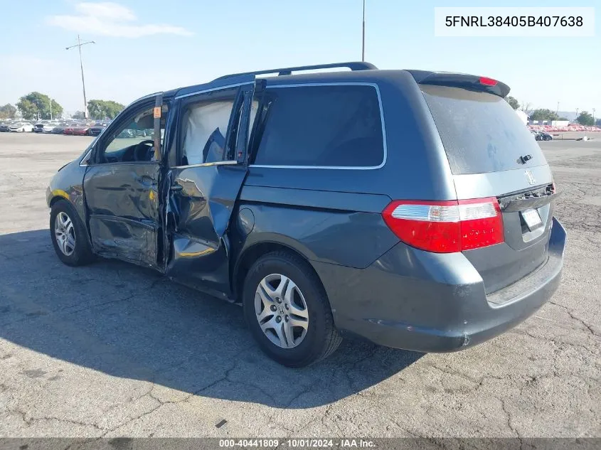 2005 Honda Odyssey Ex VIN: 5FNRL38405B407638 Lot: 40441809