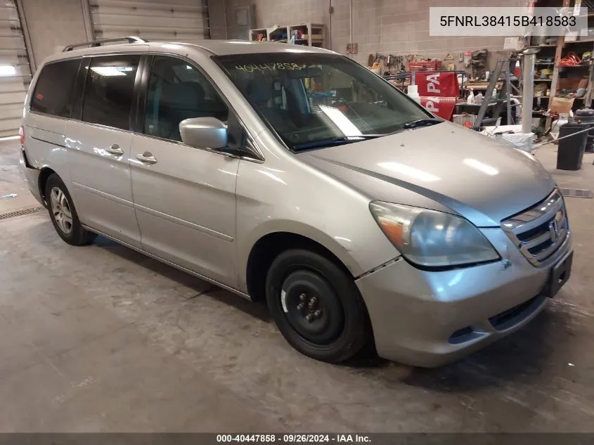 2005 Honda Odyssey Ex VIN: 5FNRL38415B418583 Lot: 40447858