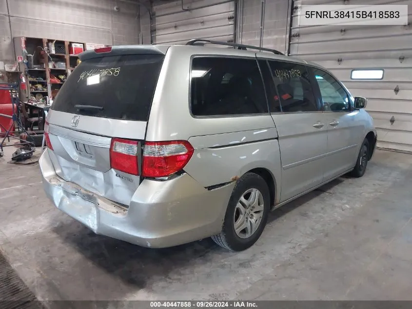 2005 Honda Odyssey Ex VIN: 5FNRL38415B418583 Lot: 40447858