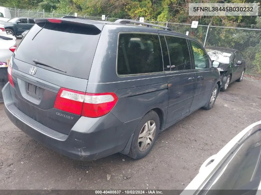 2005 Honda Odyssey Ex VIN: 5FNRL38445B030232 Lot: 40480837