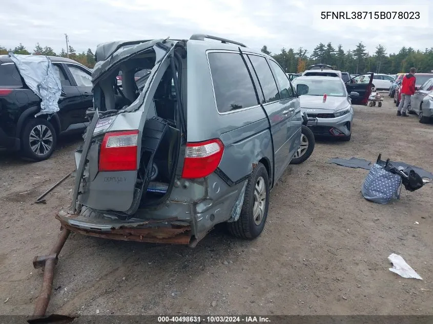 2005 Honda Odyssey Ex-L VIN: 5FNRL38715B078023 Lot: 40498631