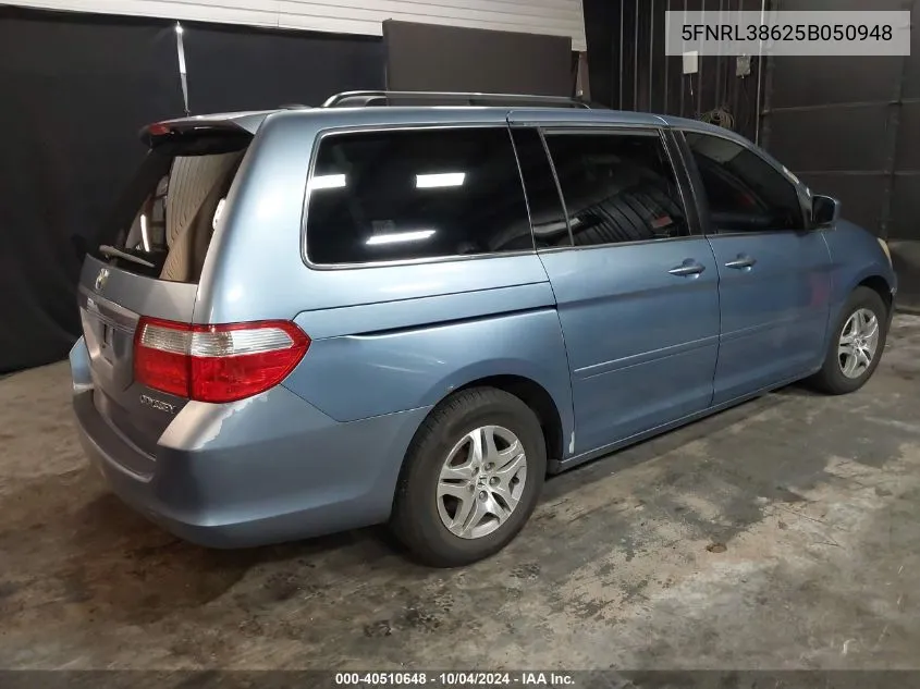 2005 Honda Odyssey Ex-L VIN: 5FNRL38625B050948 Lot: 40510648