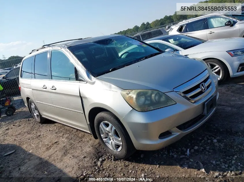 2005 Honda Odyssey Ex VIN: 5FNRL38455B035553 Lot: 40512608