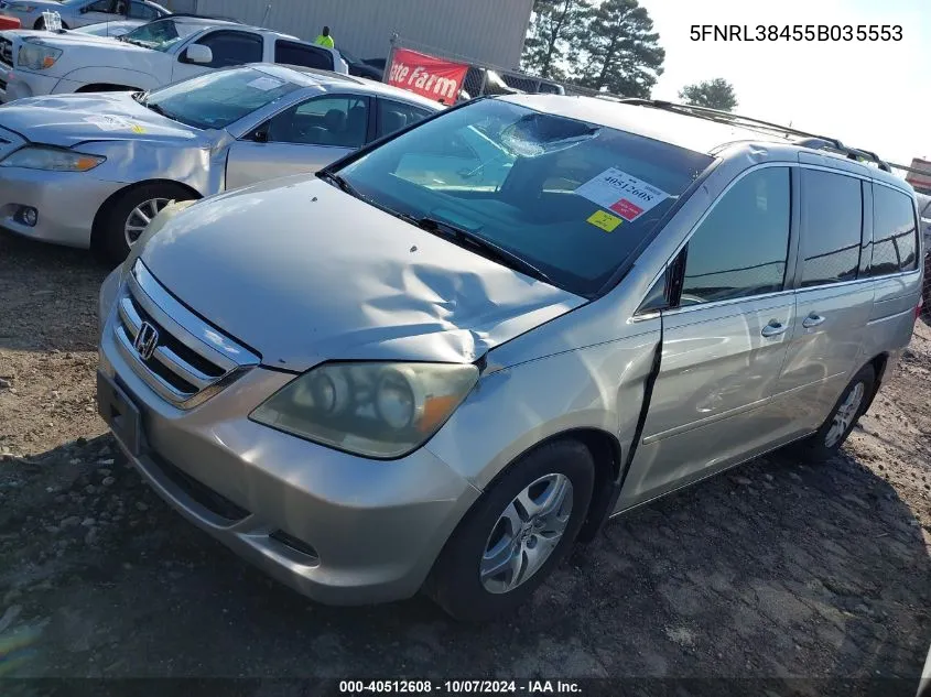 2005 Honda Odyssey Ex VIN: 5FNRL38455B035553 Lot: 40512608