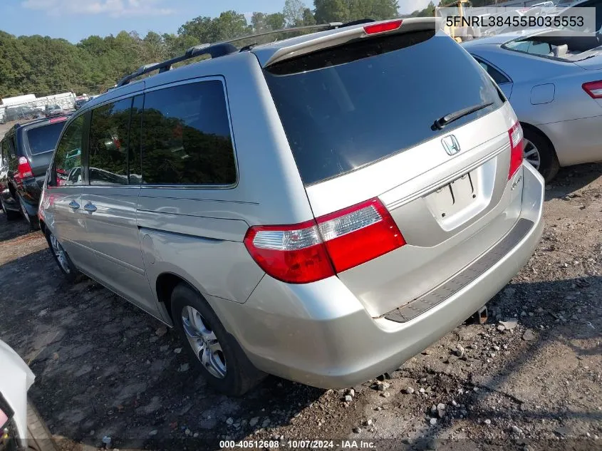 2005 Honda Odyssey Ex VIN: 5FNRL38455B035553 Lot: 40512608