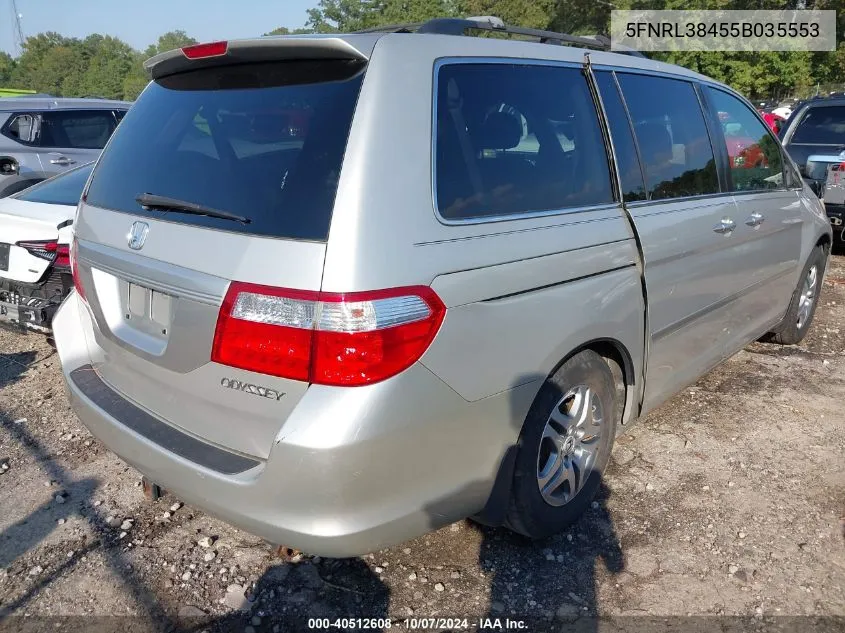 2005 Honda Odyssey Ex VIN: 5FNRL38455B035553 Lot: 40512608