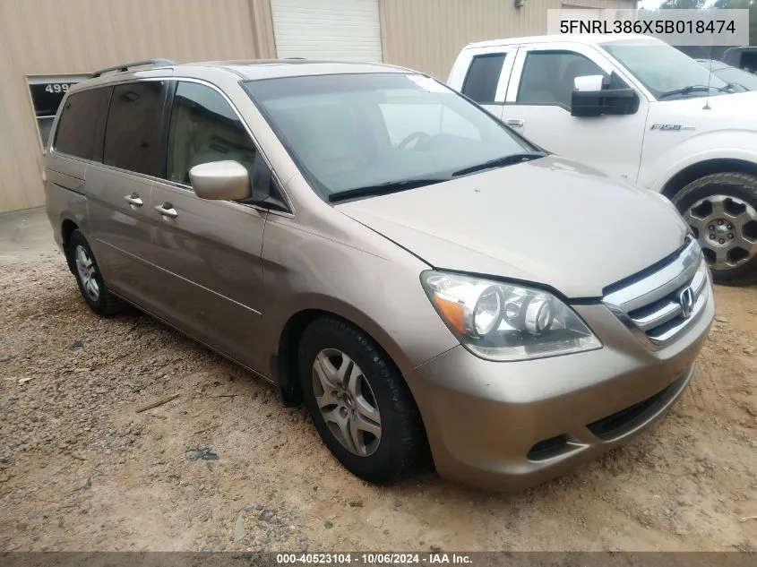 2005 Honda Odyssey Exl VIN: 5FNRL386X5B018474 Lot: 40523104